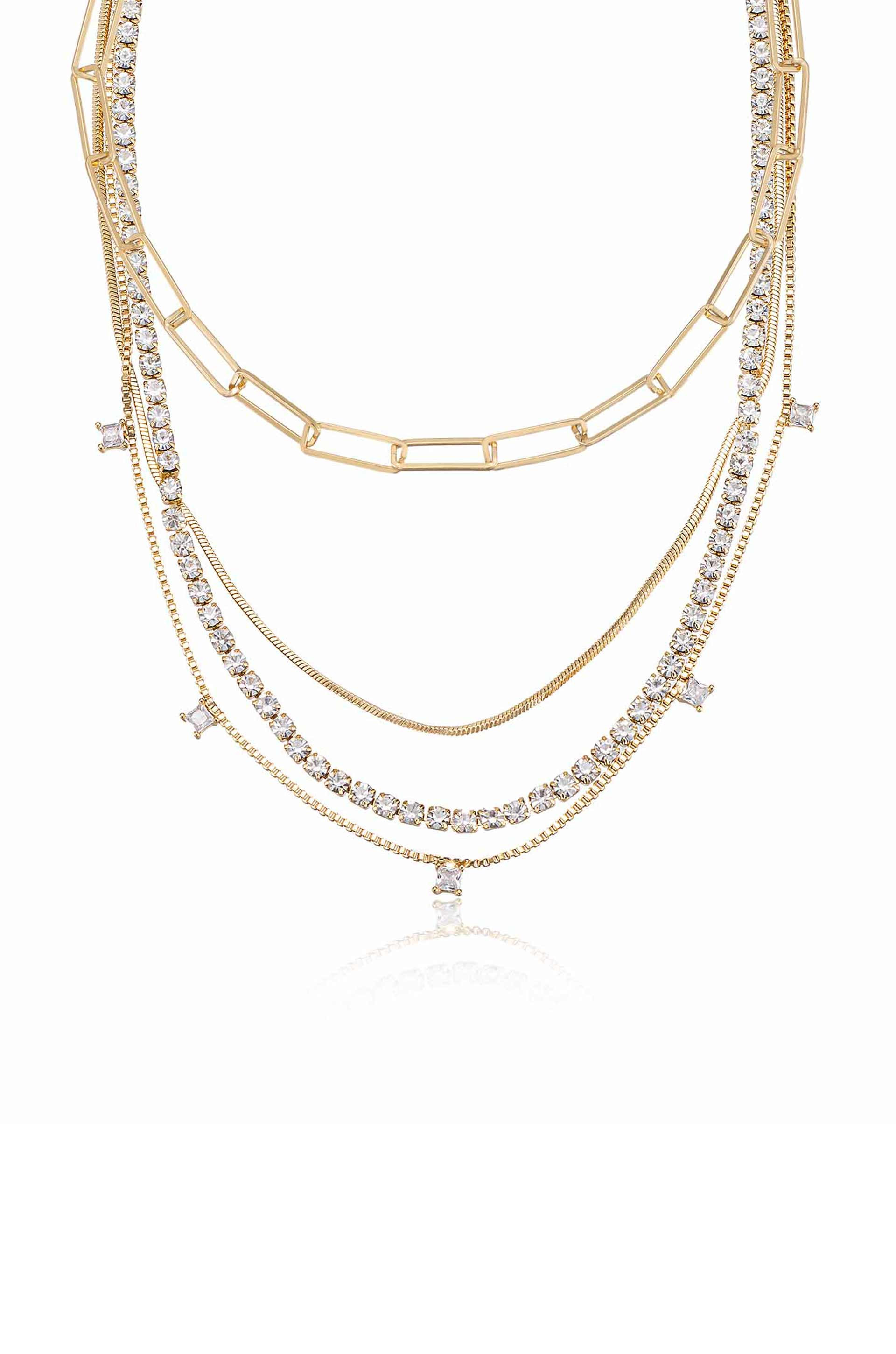 Mixed Chain Crystal Necklace Set | Ettika