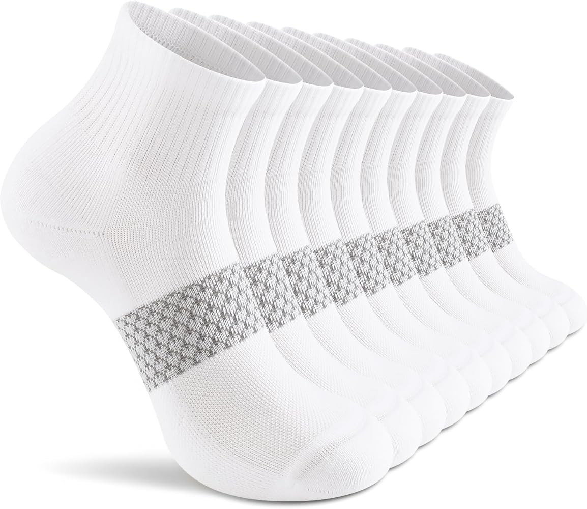 CS CELERSPORT 5 Pairs Women's Ankle Socks Running Athletic Sport Socks with Cushion | Amazon (US)
