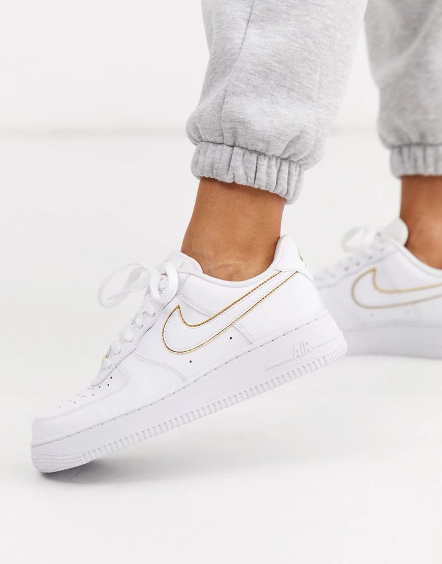 Nike white and gold Air Force 1 '07 trainers | ASOS (Global)