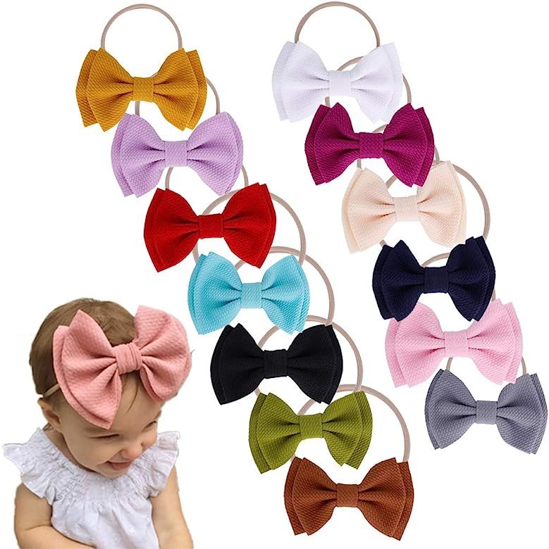 Baby Nylon Knotted Headbands Girls Head Wraps Infant Toddler Hairbands and Bows | Amazon (US)
