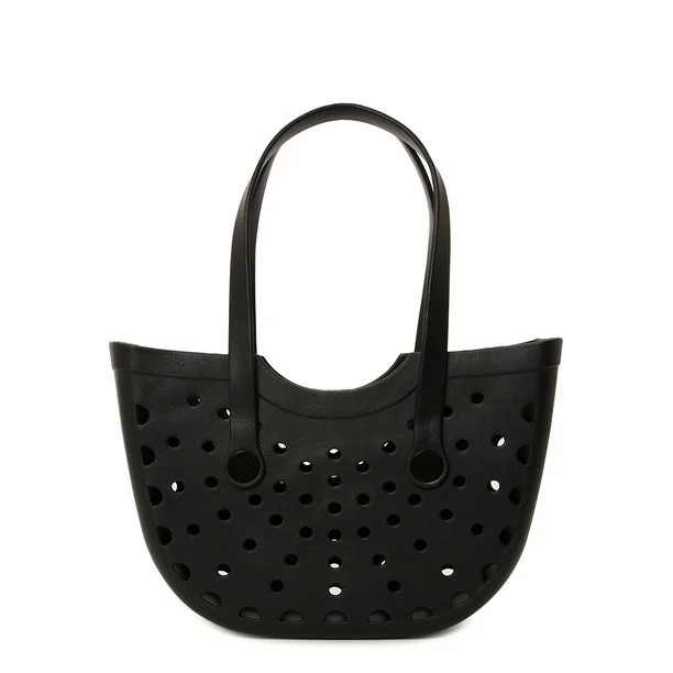 Time and Tru Women’s Molded Tote Bag Black - Walmart.com | Walmart (US)