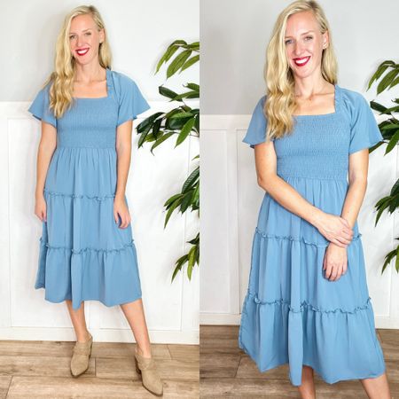 Modest Amazon square neckline smocked dress. I’m wearing a size small. 

#LTKSeasonal #LTKsalealert #LTKunder50