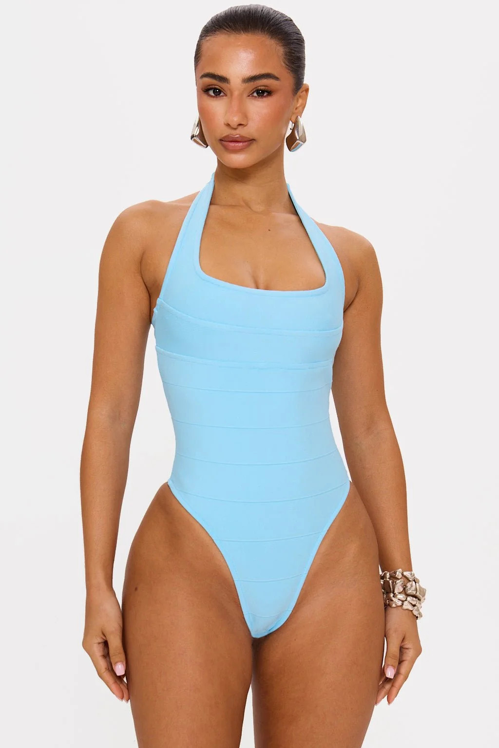 Form Blue Bandage Halterneck Bodysuit \u2013 Bodysuit | MURCI | Murci