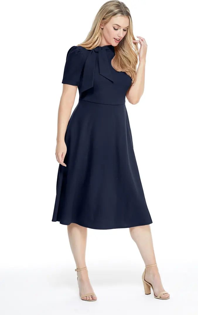 Maggy London Short Sleeve Necktie Midi Dress | Nordstromrack | Nordstrom Rack