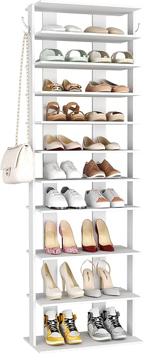 HOMEFORT 10-Tier Corner Shoe Tower - Double Rows, Slim Shoe Stand for 20 Pairs - Entryway, Hallwa... | Amazon (US)