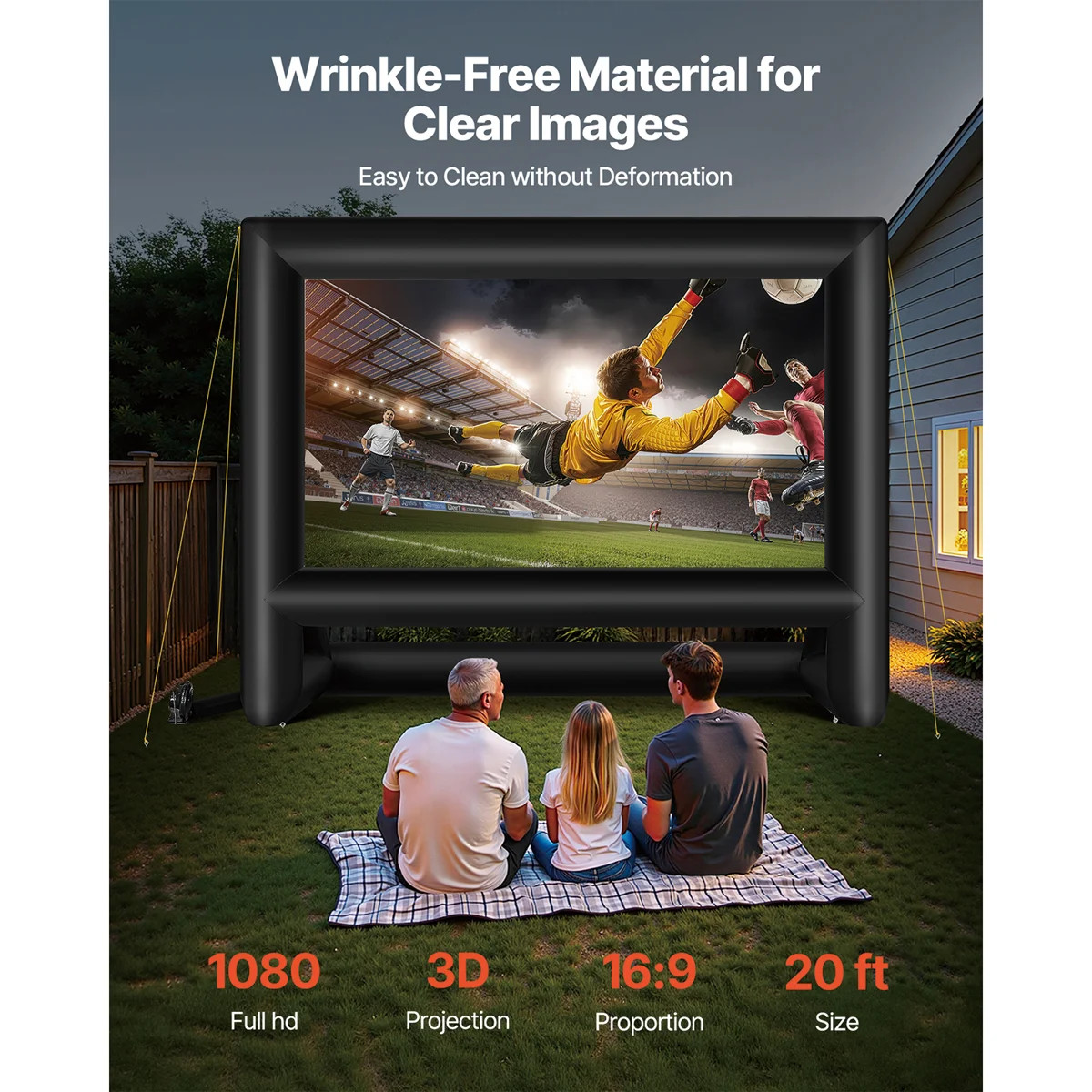 Inflatable Movie Screen, Inflatable Projector Screen with Portable Storage Bag, 16:9 Easy Set Up ... | Wayfair North America