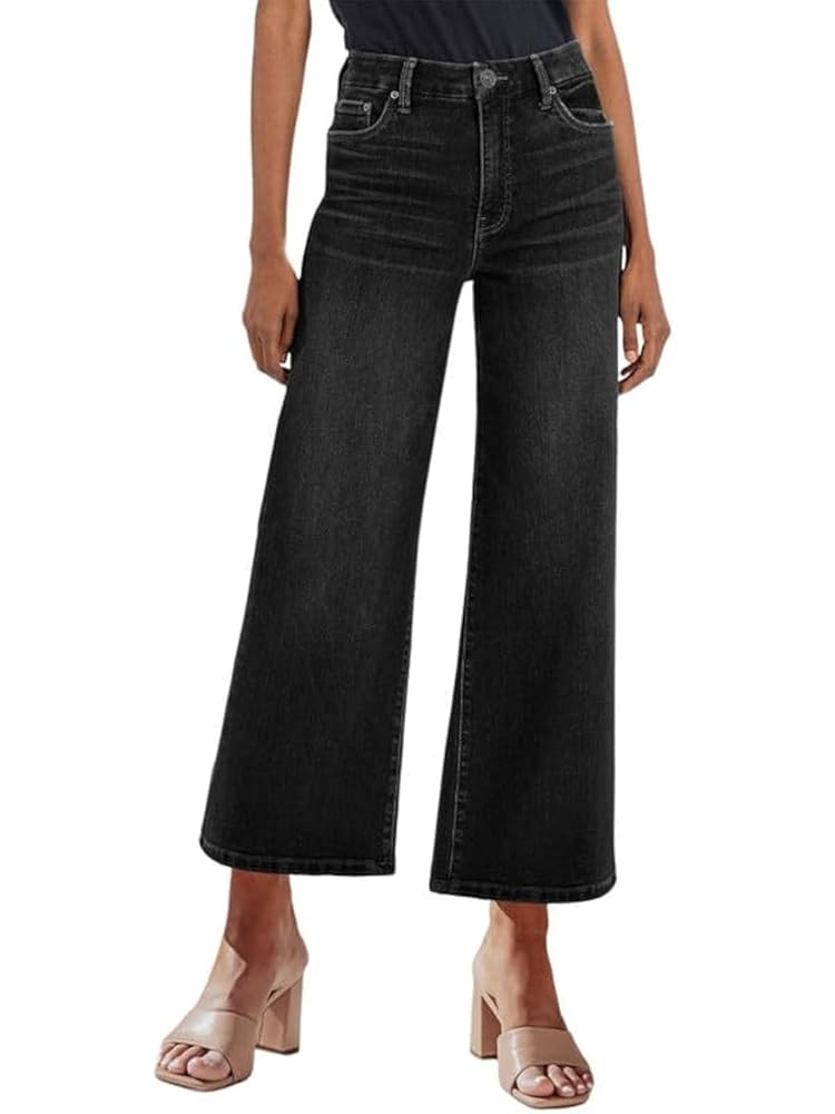 Genleck Women's Wide Leg Jeans – Trendy Cropped Loose Jeans High Waisted Stretchy Capri Denim P... | Amazon (US)