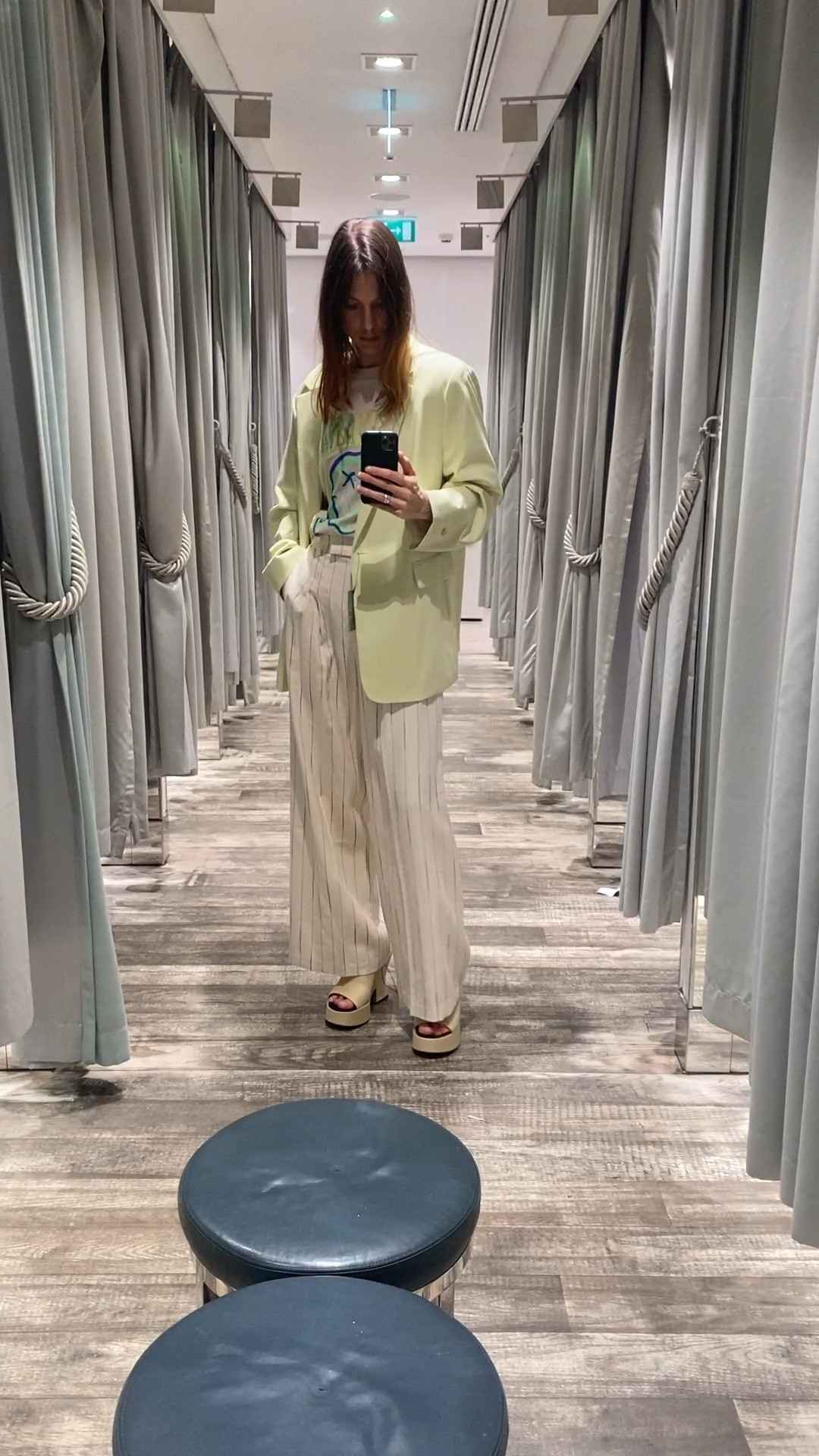 H&M favorites. Single breasted lime blazer (size XL for an oversized look) + Nirvana t-shirt (size M), striped wide leg trousers (size 36), canvas clogs (size 40)

#LTKSeasonal #LTKFind #LTKeurope