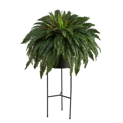 51” Boston Fern Artificial Plant in Black Planter with Stand | Ashley Homestore