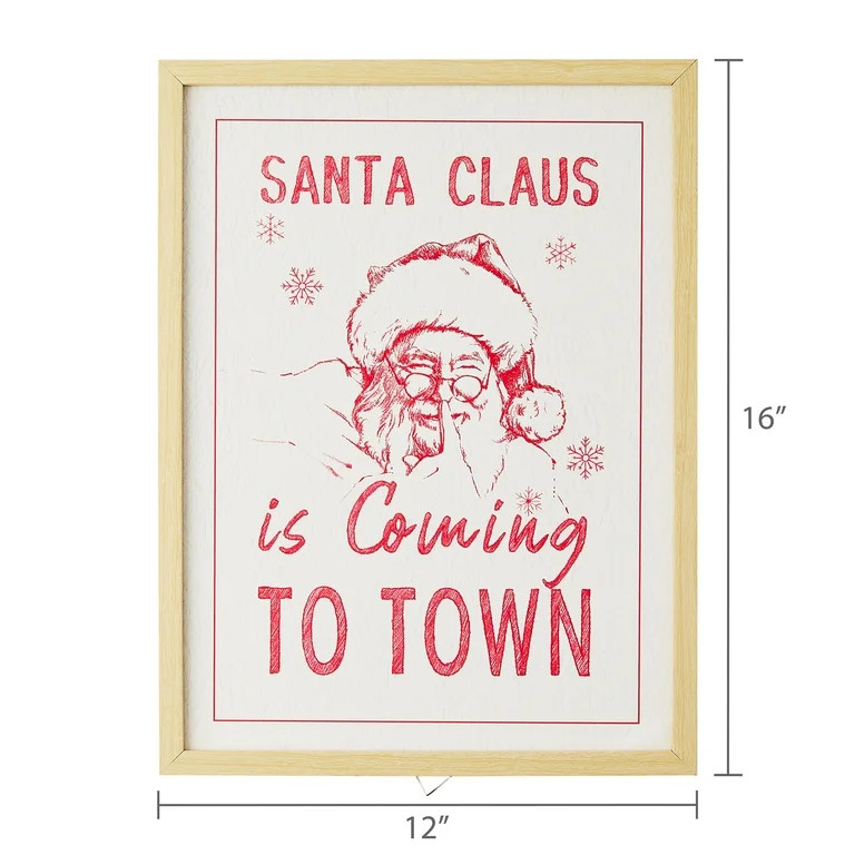 Santa Claus Is Coming to Town Christmas Wall Art, 12" x 16", by Holiday Time | Walmart (US)
