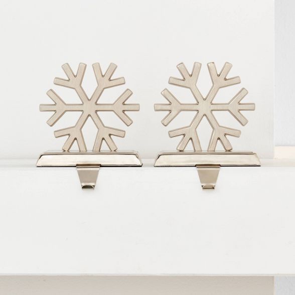2pk Silver Metal Snowflake Christmas Stocking Holder - Wondershop&#8482; | Target