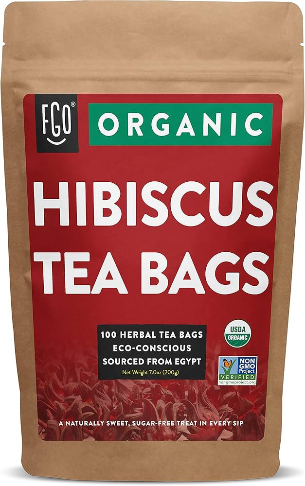 Organic Hibiscus Tea Bags | 100 Tea Bags | Eco-Conscious Tea Bags in Kraft Bag | Raw from Egypt |... | Amazon (US)