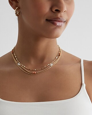 Mixed Chain Stone Embellished Necklace | Express