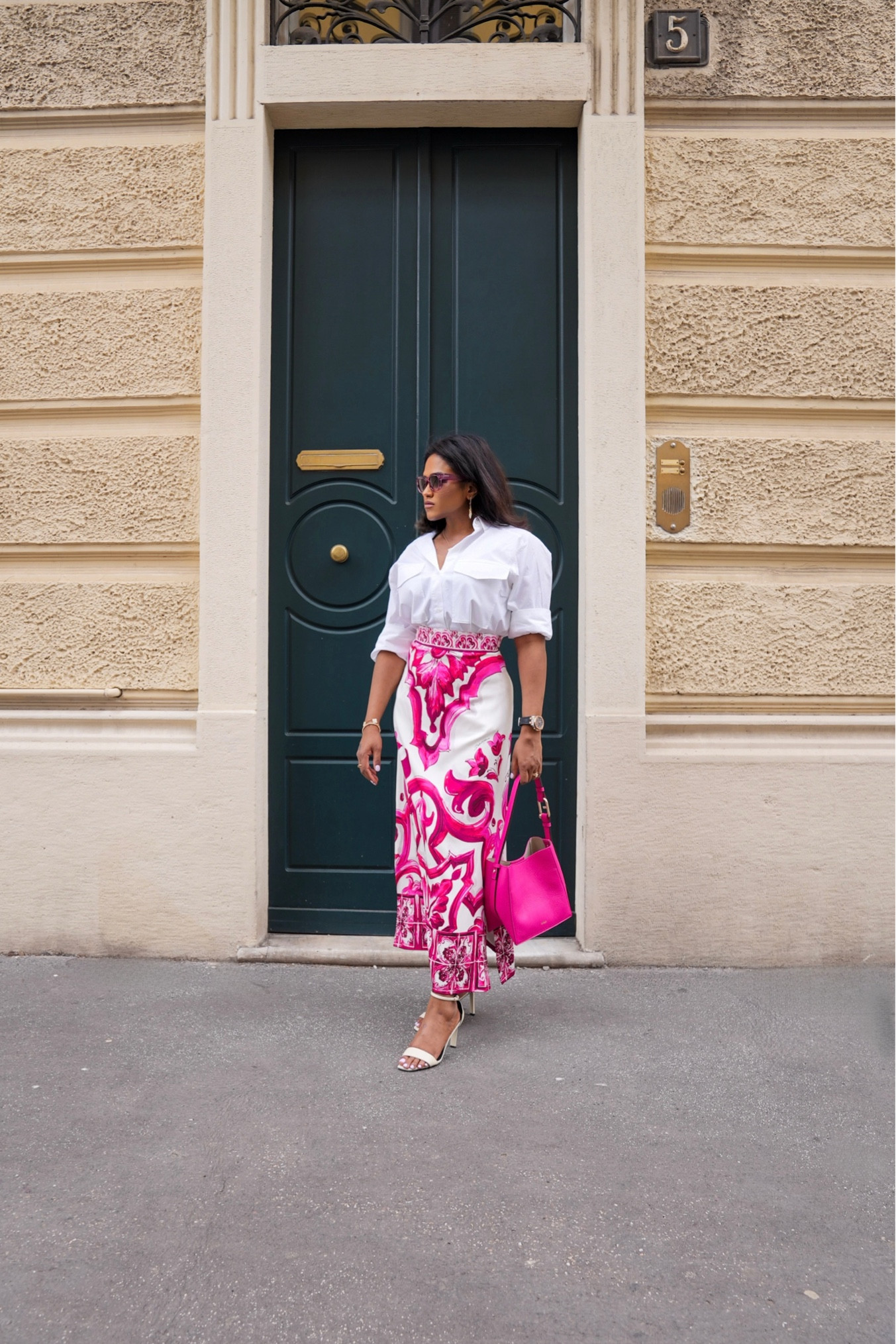 Dolce & Gabbana PINK SKIRT WITH MAJOLICA PATTERN スカート Dolce&Gabbana Majolica Silk Twill Skirt | Neiman Marcus