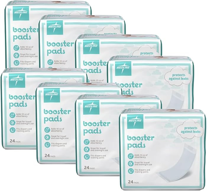 Medline Booster Pads with Adhesive, 192 Count, Baby Diaper Doubler for Overnight Use to Help Elim... | Amazon (US)