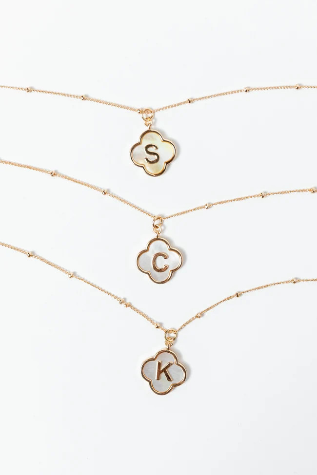 S Monogram Gold Clover Necklace FINAL SALE | Pink Lily