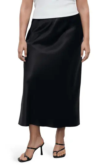 MANGO Mia Satin Maxi Skirt in Black at Nordstrom Rack, Size X-Small | Nordstrom Rack