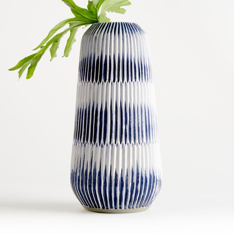 Piega Large Blue and White Vase + Reviews | Crate and Barrel | Crate & Barrel
