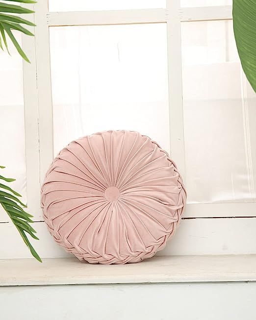 Jojocotduv Craftsmanship Pleated Throw Pillow, Home Decorative Round Pumpkin Velvet Cushion, Floo... | Amazon (US)