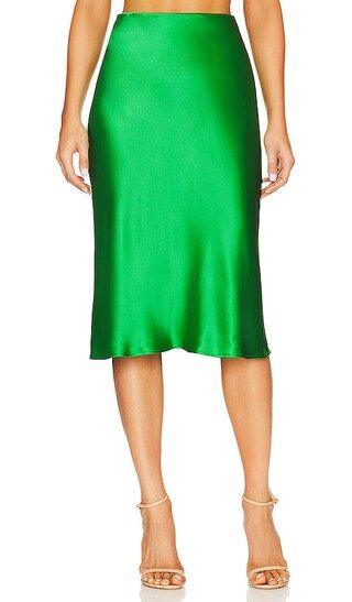 L'AGENCE Perin Bias Midi Skirt in Green. - size S (also in XS) | Revolve Clothing (Global)