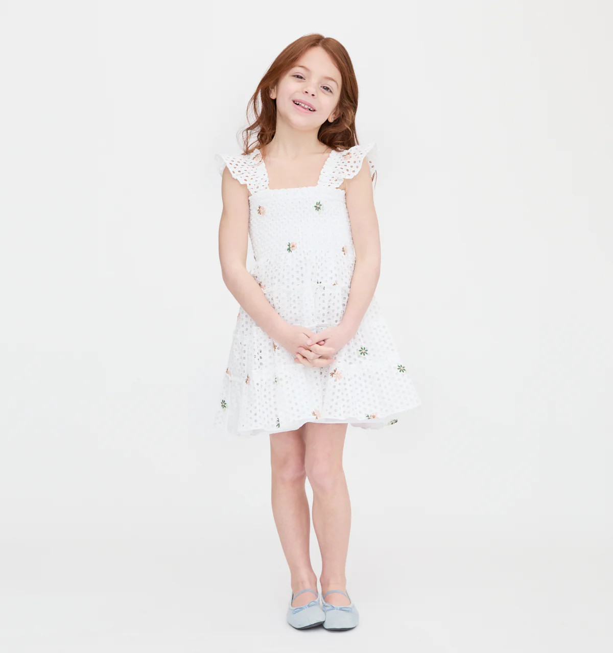 The Tiny Ellie Nap Dress - White Daisy Eyelet | Hill House Home US