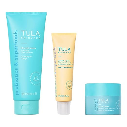 TULA Skin Care Everyday Glow - Essentials Set, includes Cult Classic 6.7 oz, Protect + Glow SPF 3... | Amazon (US)