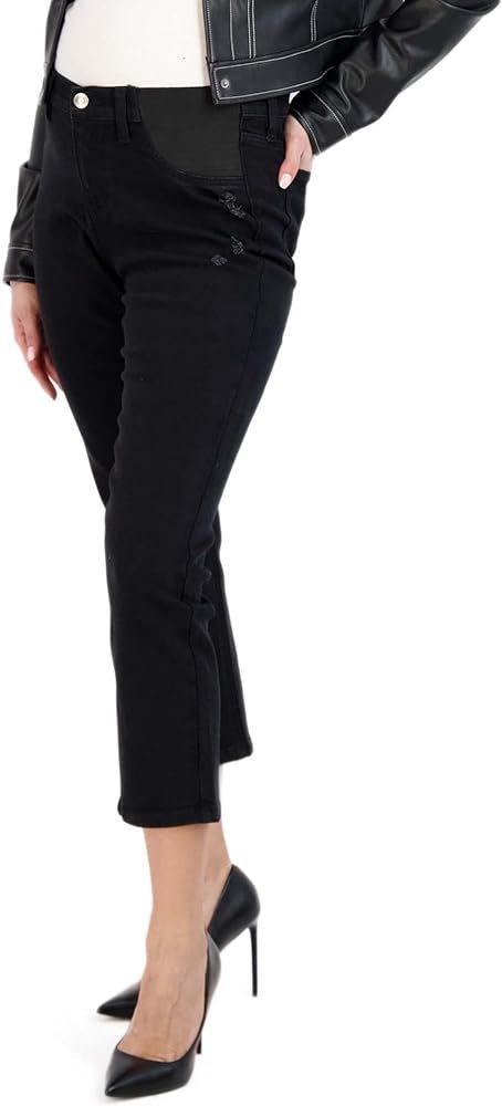 Savi Parker Maternity Jeans for Women, Straight Leg Elastic High Waist Pant, Pregnancy Clothes fo... | Amazon (US)