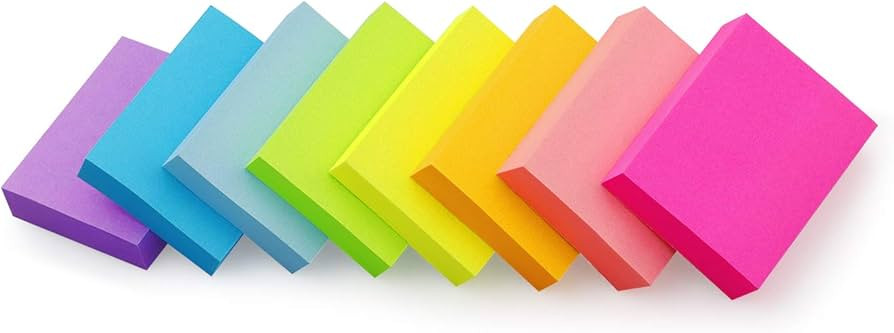 Sticky Notes 1.5x2 inch Bright Colors Self-Stick Pads 8 Pads/Pack 100 Sheets/Pad Total 800 Sheets | Amazon (US)