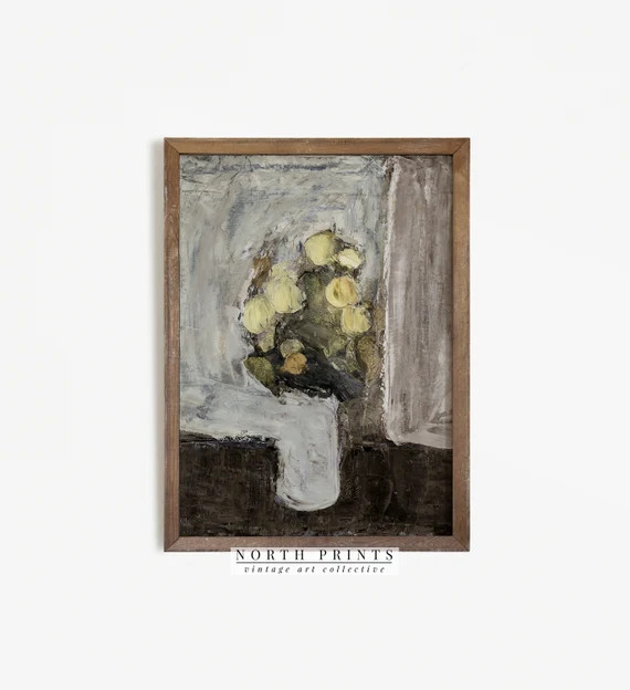 French Decor Flower Oil Painting | Vintage Moody Wall Art Digital PRINTABLE | 722 | Etsy (US)