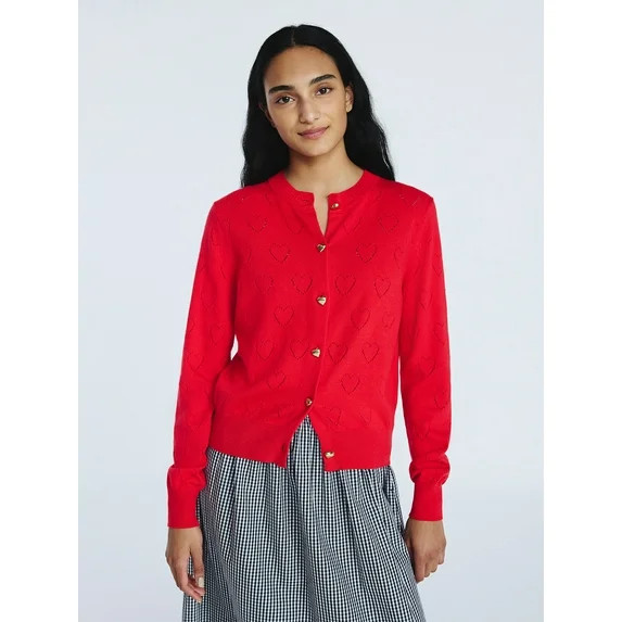 Free Assembly Women's and Women's Plus Heart Cardigan Sweater with Long Sleeves, Lightweight, Siz... | Walmart (US)