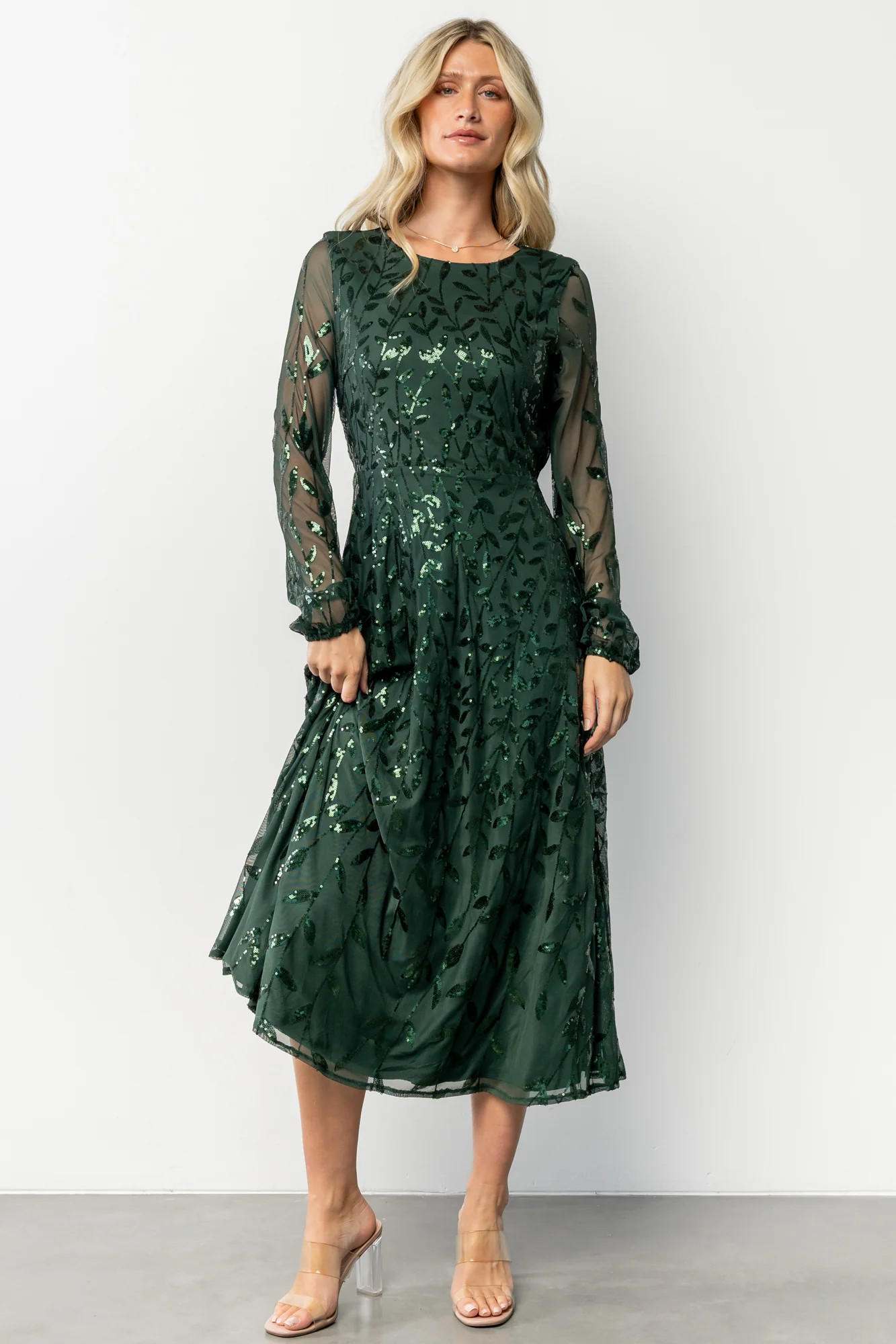 Kalla Sequin Midi Dress | Emerald | Baltic Born