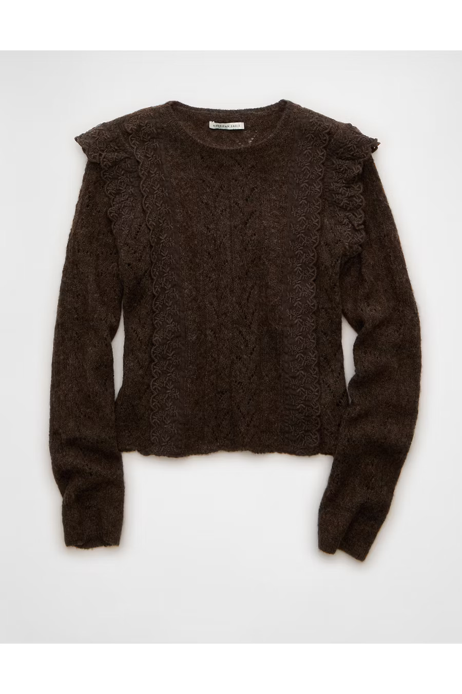 AE Lace Ruffle Sweater Women's Heirloom XXS | American Eagle Outfitters (US & CA)