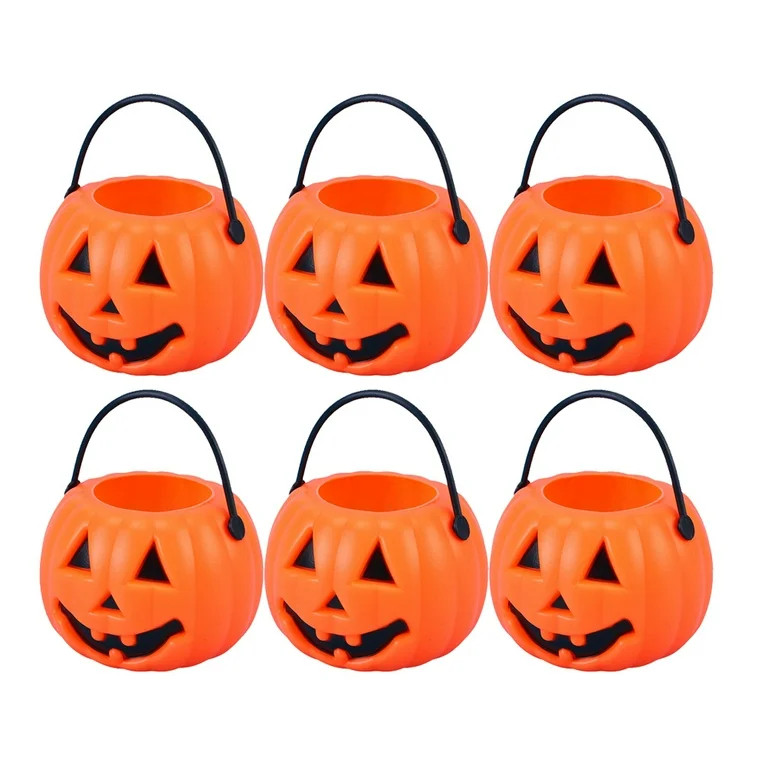 8pcs Halloween Portable Pumpkin Bucket Children Trick or Treat Pumpkin Candy Pail Holder Desktop ... | Walmart (US)