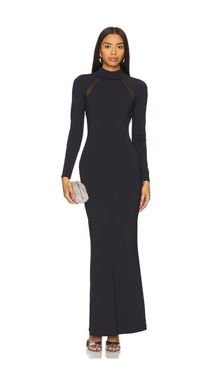 SEROYA Krystal Maxi Dress With Mesh Paneling in Black. - size M | Revolve Clothing (Global)