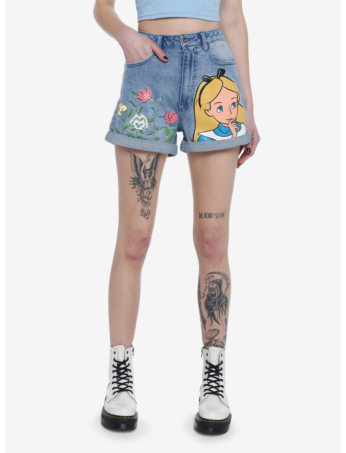 Disney Alice In Wonderland Flowers Mom Shorts | Hot Topic | Hot Topic