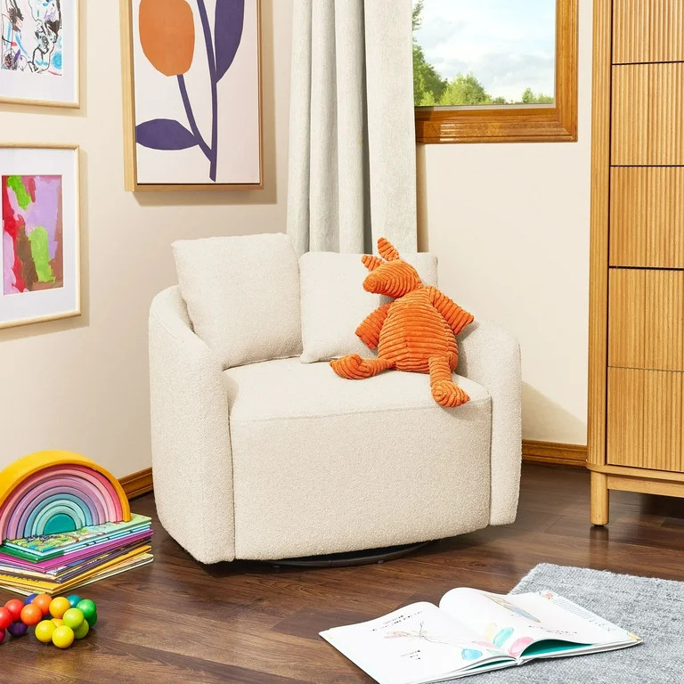 Beautiful Drew Kids Accent Chair by Drew Barrymore, Cream Bouclé Fabric | Walmart (US)