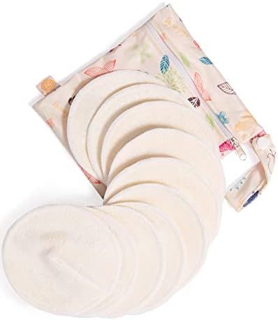 Organic Washable Breast Pads 10 Pack | Reusable Nursing Pads for Breastfeeding with Carry Bag | Amazon (US)