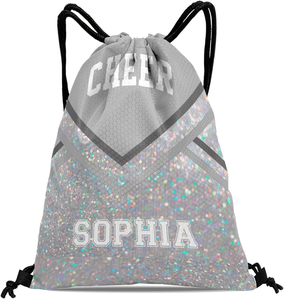 Cheer Grey Personalized Drawstring Bag Backpack Sackpack String Bag Cinch Water Resistant Oxford ... | Amazon (US)