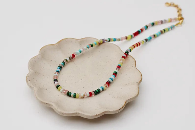 The Minimalist Necklace | Glass Gemstone Necklace | Candy Stone Necklace | Colorful Bead Necklace... | Etsy (US)