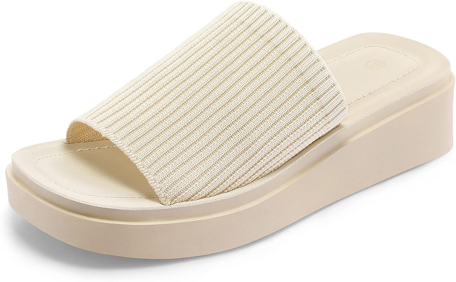 mysoft Women's 1.8 Inch Knit Platform Sandals Summer Slip On Open Toe Flatform Slide Sandals | Amazon (US)