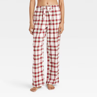 Women's Tartan Flannel Pajama Pants - Auden™ Cream M | Target