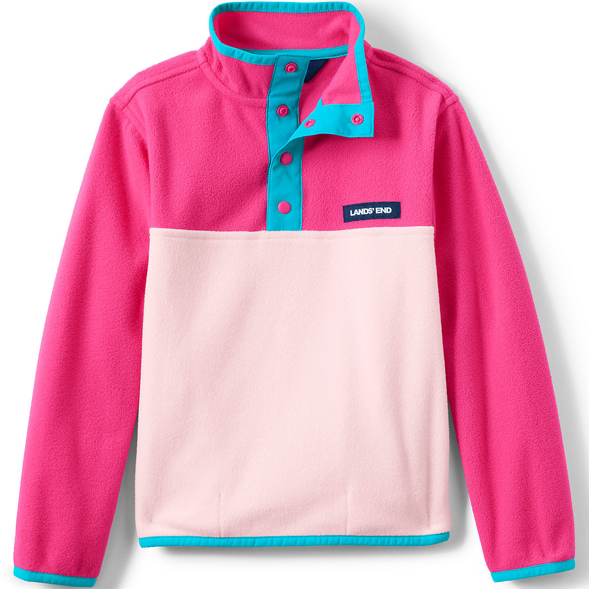 Kids Heritage Fleece Snap Neck Pullover | Lands' End (US)