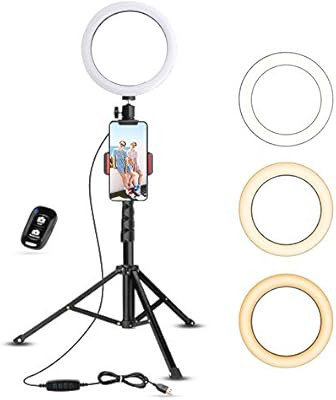 Selfie Ring Light with Tripod Stand & Cell Phone Holder for Live Stream/Makeup, UBeesize Mini Led... | Amazon (US)