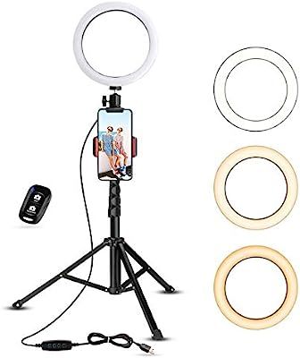 Selfie Ring Light with Tripod Stand & Cell Phone Holder for Live Stream/Makeup, UBeesize Mini Led... | Amazon (US)