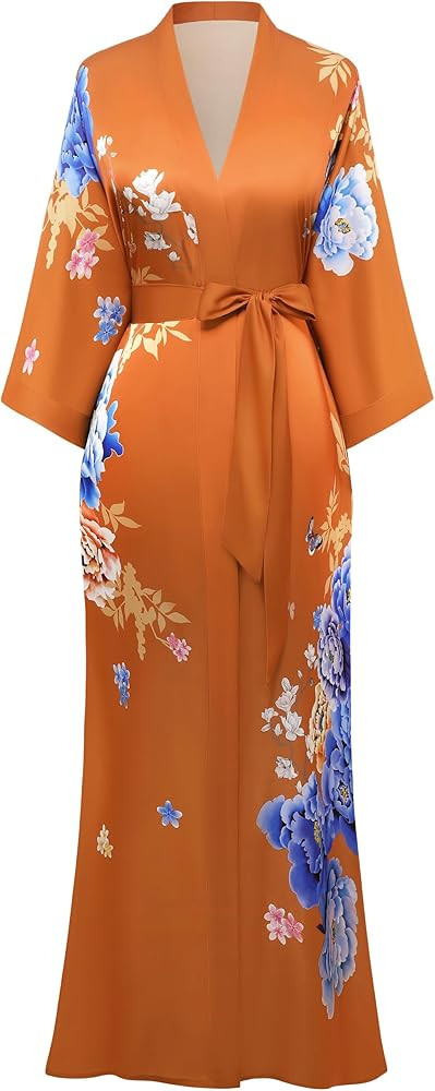 PRODESIGN Kimono Robe for Women - Long Satin Sleepwear Silky Kimono Cover-Up Nightgown Japanese B... | Amazon (US)