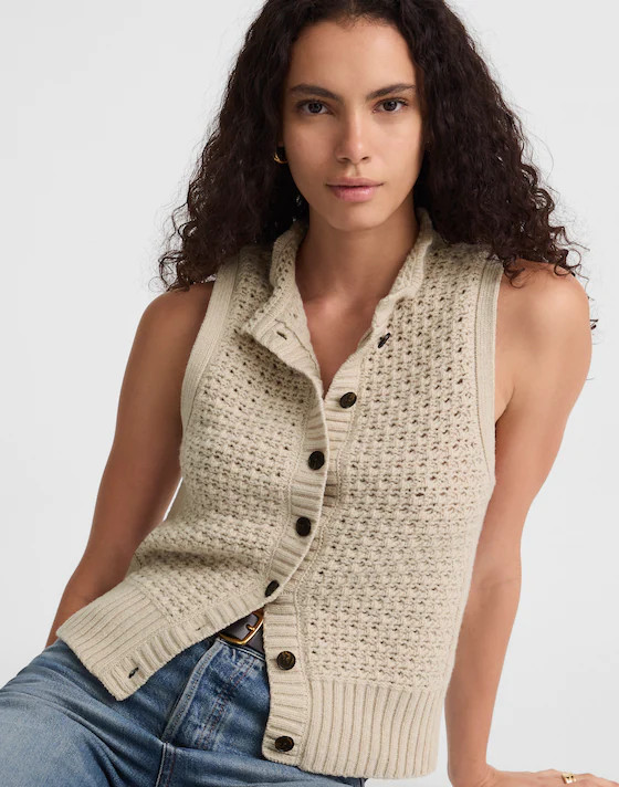 Ruffled Sleeveless Cardigan Top | Madewell