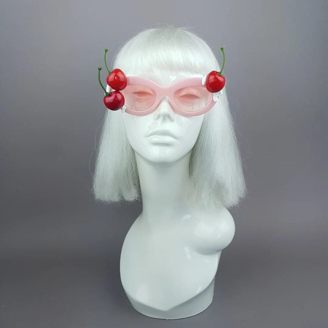 Cherries & Cream Pink Sunglasses, Ice Cream, Food, Cherry, Marie Antoinette, Gothic Lolita, Cake,... | Etsy (US)