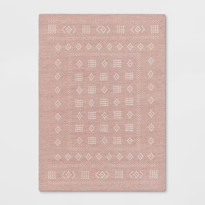 4'x5'6" Vintage Kids' Rug Pink - Pillowfort™: Geometric Pattern, Modern Style, Machine Made, Indoor Use | Target