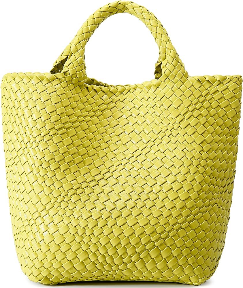Queenoris Woven Bag for Women, Vegan Leather Tote Bag Large Summer Beach Travel Handbag and Purse... | Amazon (CA)