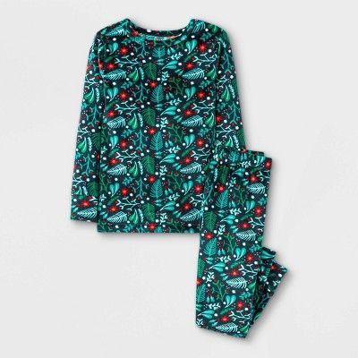 Toddler Girls' Holly Tight Fit Pajama Set - Cat & Jack™ Green | Target